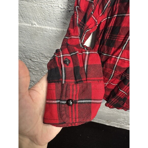Chaps Petite Women’s Buffalo Plaid Flannel Red Button Up Size petite LARGE - Picture 4 of 11